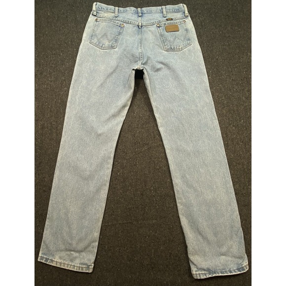 Wrangler Cowboy Western Light Washed Blue Jeans Men's 36x34 Denim Distressed - Picture 5 of 9